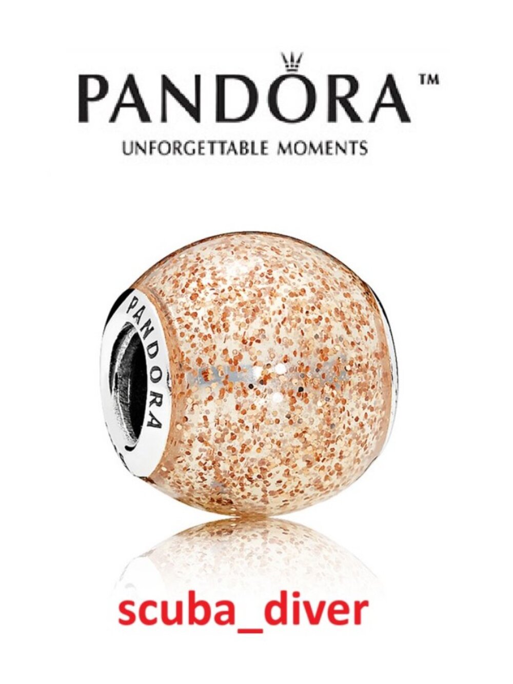 2 Pandora Rose Gold Enamel Glitter Ball Charms Retired 925 Sterling Silver